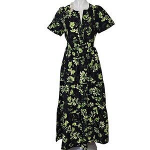 Anthropologie The Somerset Maxi Dress, Tiered, Smocked, Floral, Cotton Size XS